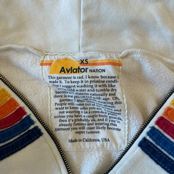 Cream-Colored Zip-Up Hoodie with Multicolored Stripes - Picture 2 of 2
